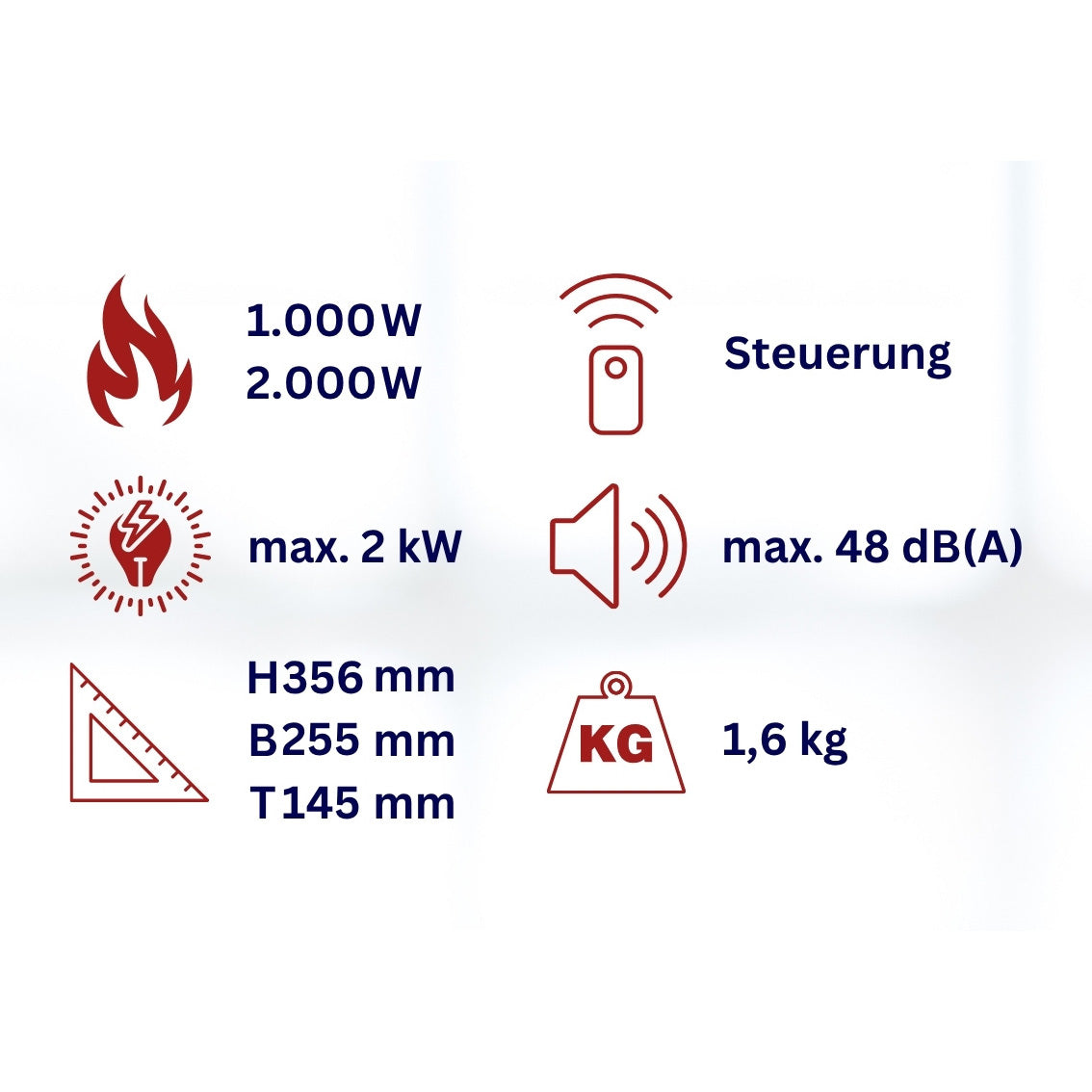 Kleiner Heizlüfter für Bad WDH-E20 2kW